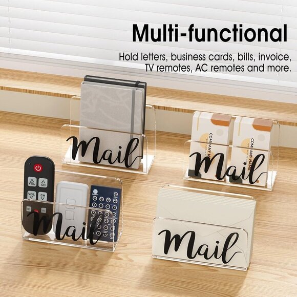 Acrylic Mail Holder, Clear Sorter, Organizer Countertop, Print Script Letter Hol - Picture 4 of 8